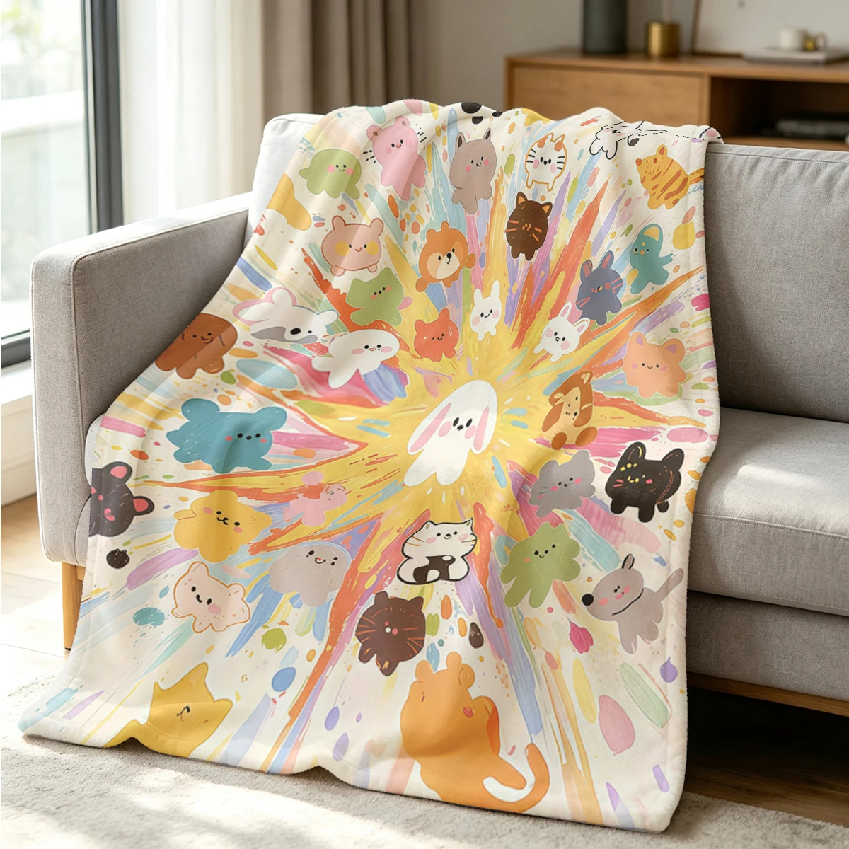 Petal Burst Flannel Blanket Warm Soft Halloween Christmas Couch Warm Cozy Decorative Decor Gift for All Season