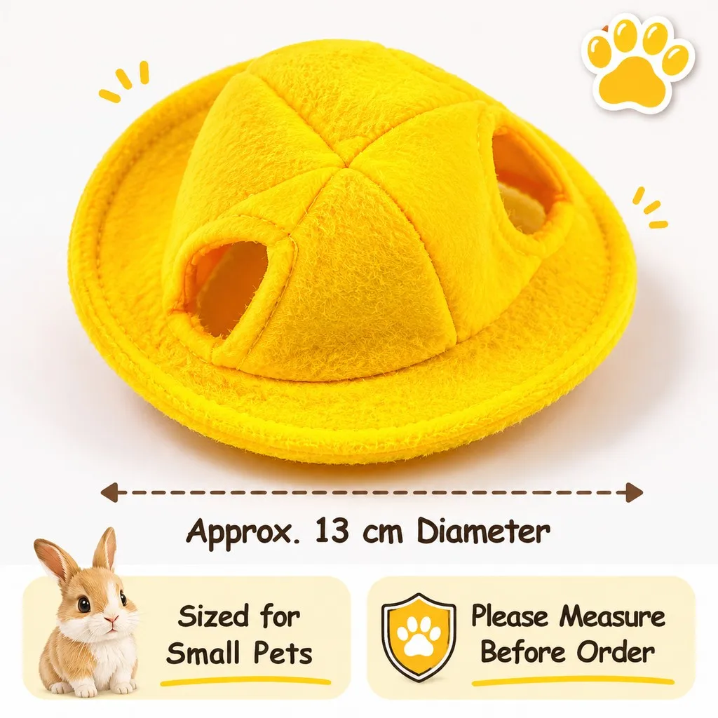 Small Pet Soft Felt Bucket Hat Adjustable Ear Hole Cap for Rabbit Guinea Pig Hamster Party Photo Costume Accessory, 2 Colors Opt view 3