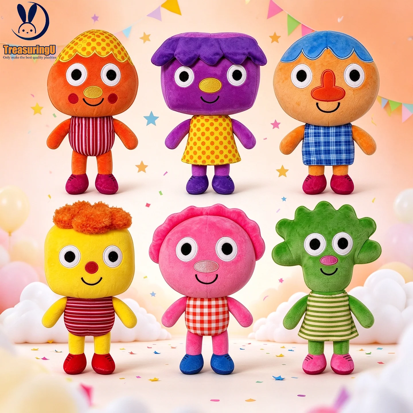 TreasuringU Noodles Pals Plush Toys Cute Blossom Stuffed Doll Fun Kernel Cartoon Character Plushie Doll Kids Christmas Gifts