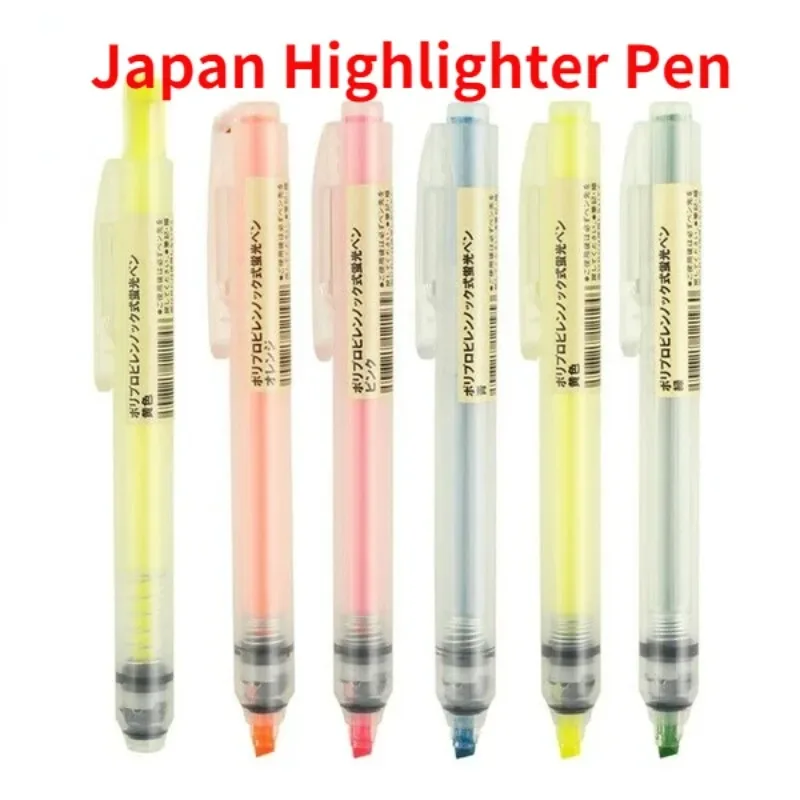 5Pcs Highlighter Pen Twin Color Marker Pen Japan MUJIs Style Double Head Frame-Designed Tip Tick Pen Colors Marking Stationery