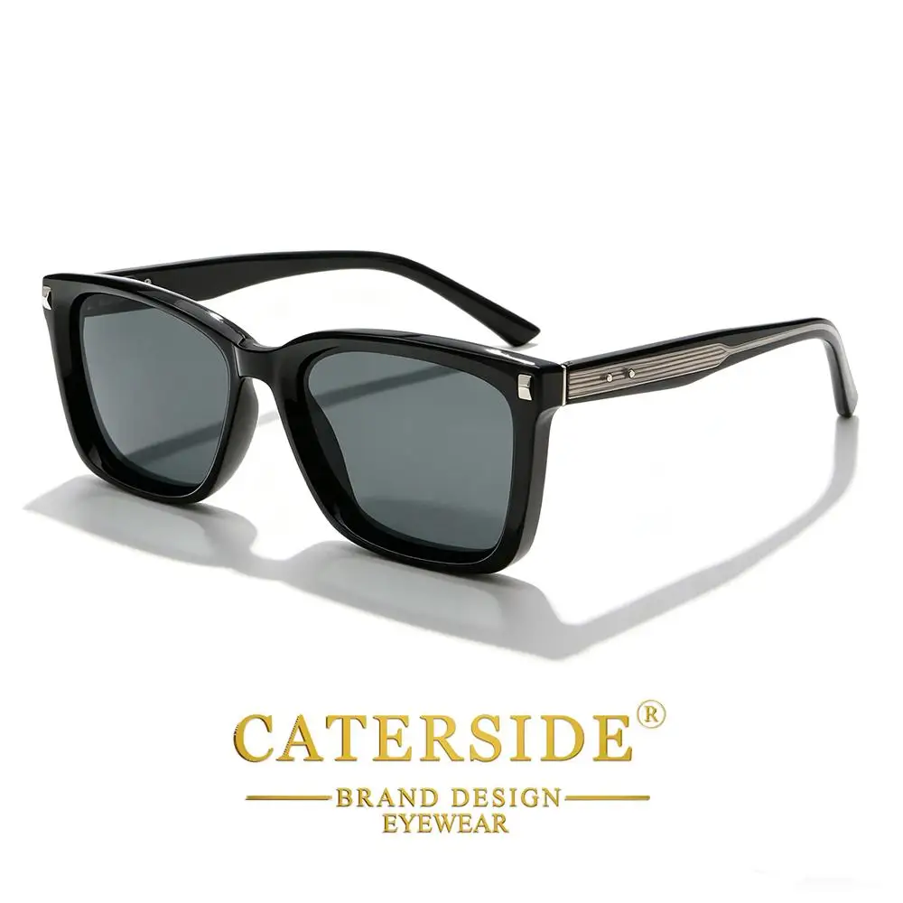 CATERSIDE Modische Herren-Sonnenbrille Hochwertige PC-Quadratrahmen-Verlaufsgläser Damen-Outdoor-Fahrbrille Dekorative Brille – Detail 3