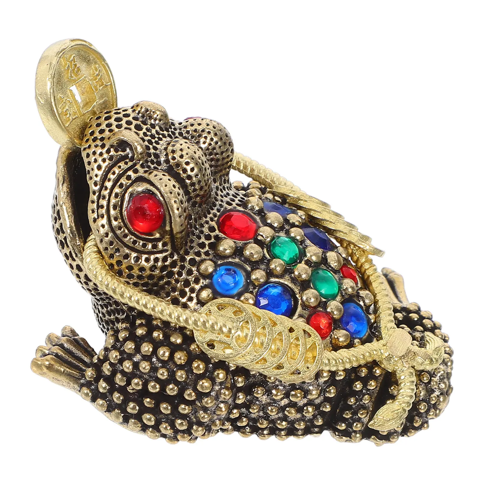 Copper Toad Statue Wealth Frog Ornament 3-Legged Hollow Design Desktop Office Decoration for Living Room Study Prosperity Symbol