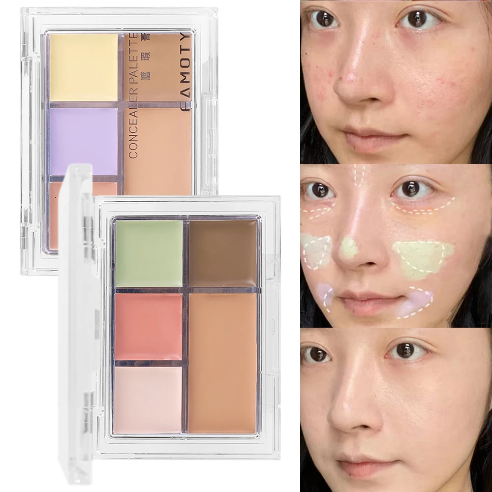 Vochtinbrengende Concealer Palet 5-kleurige Hoes Donkere Kringen Acne Poriën Foundation Voor Alle Huidcorrector Blijvende Contourmake-Up