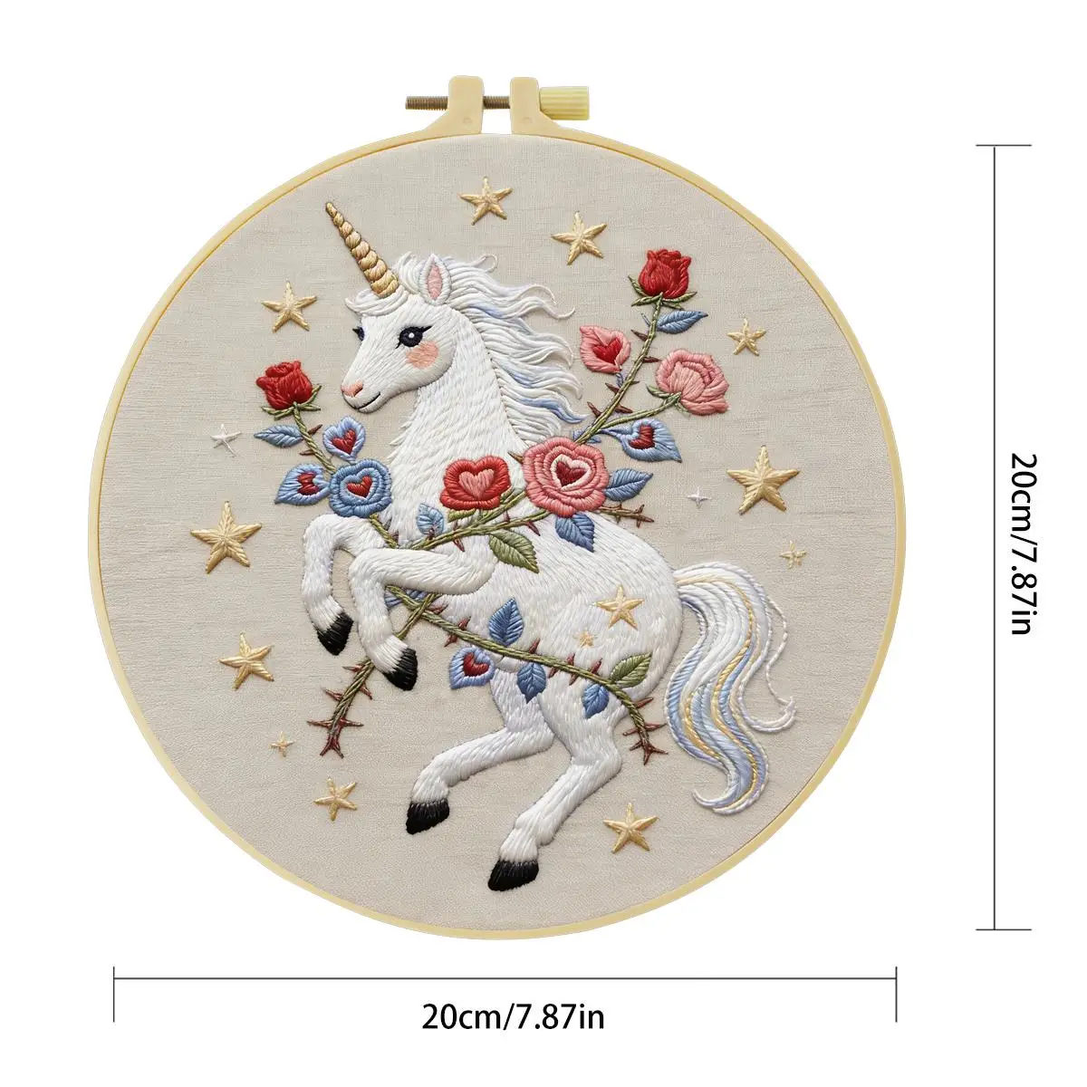 1 Stück 20X20CM/15X15CM 7,87/6,3 Zoll Weißes Pferd Stickerei Starter-Kit DIY-Kit DIY-Stickerei-Set Handarbeiten Heimdekoration – Detail 5
