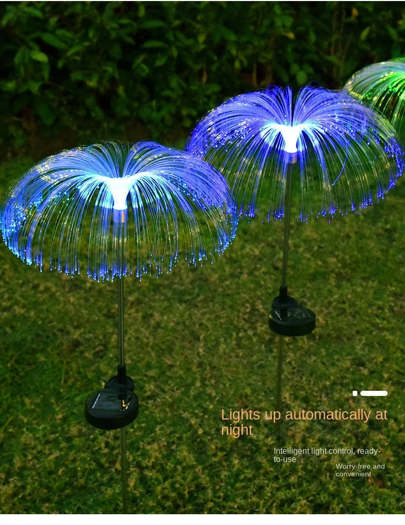 Optical Fiber Jellyfish Ground Plug Lamp Solar Garden Lamp Outdoor Garden Villa Lawn Mushroom Lamp Holiday Atmosphere