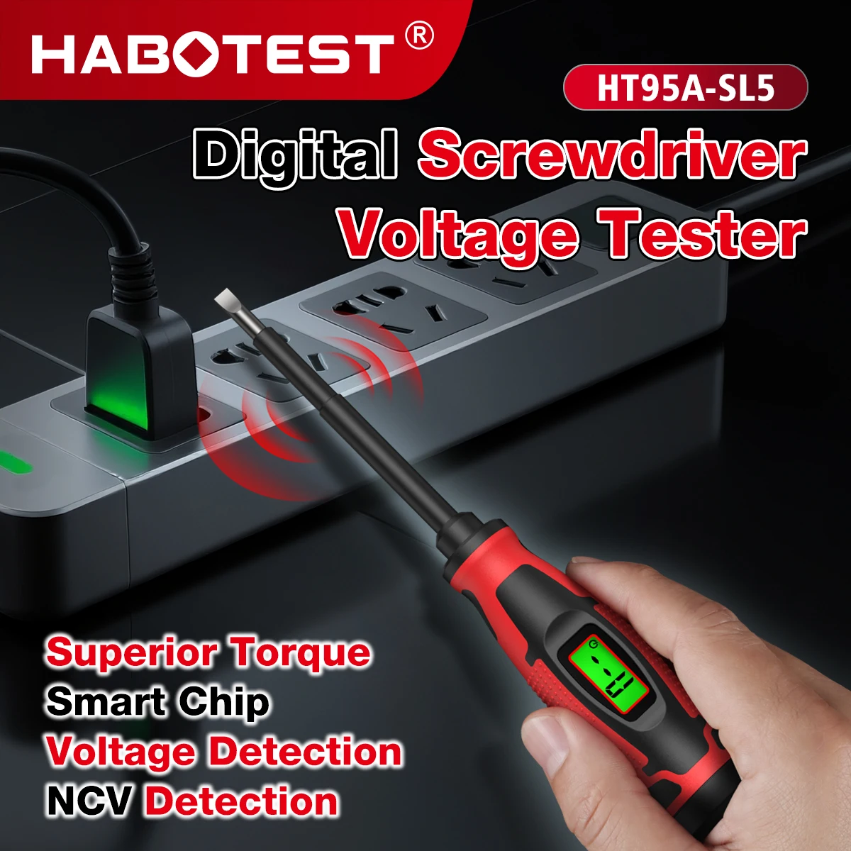 Habotest HT95A-SL5 digital chave de fenda testador de tensão ncv detecção caneta elétrica com display lcd para 60-1000v ac