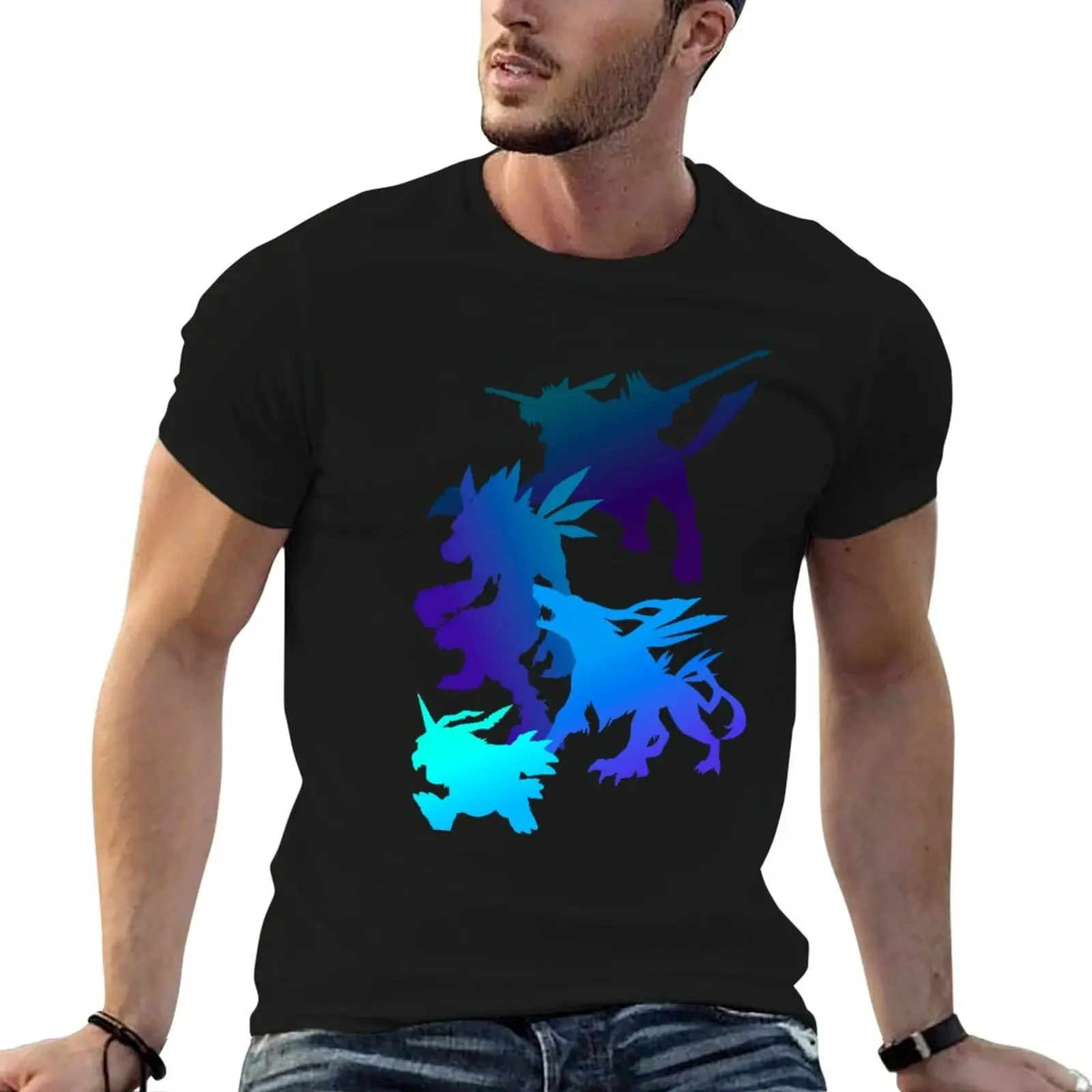 Gabumon Digimon Evolution Silhouette T-Shirt anime t shirts shirts graphic tee graphic t shirts black t for men