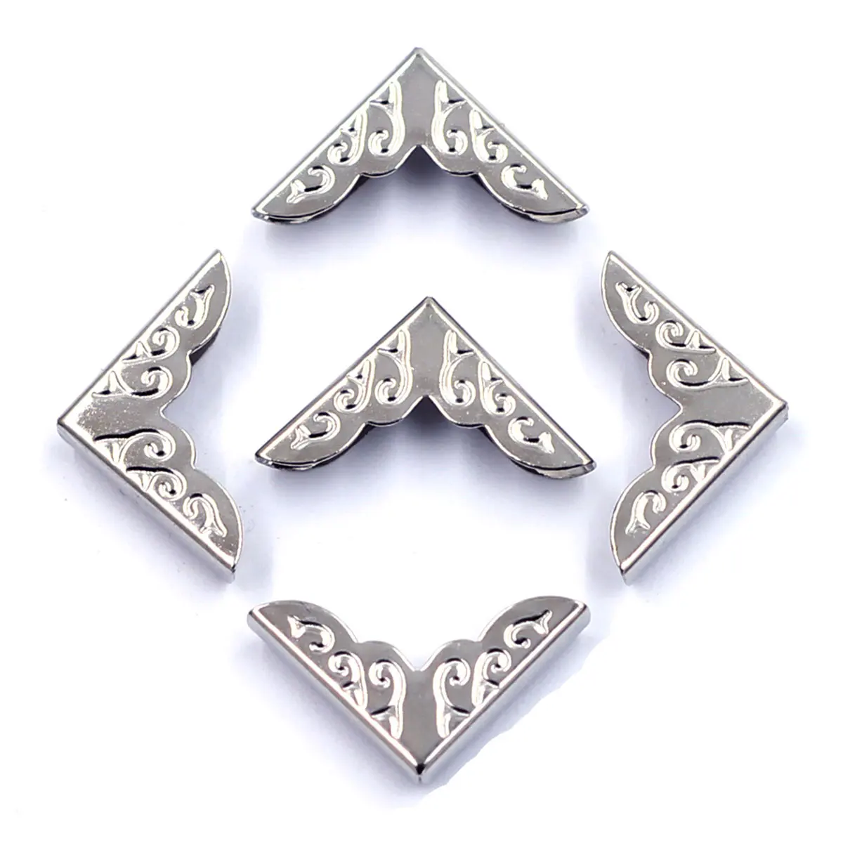 

20PCS DIY Silver Tone Menus Album Book Corners Edge Cover Motif Guard Protector Angle Cover Pad For Scrapbook Notebook Folders