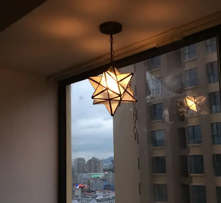 Loft Vintage Ceiling Lamp, Shooting Star Tiffany Glass Pendant Lighting for Home Aisle Corridor Porch Shop Decoration اضاءه 조명