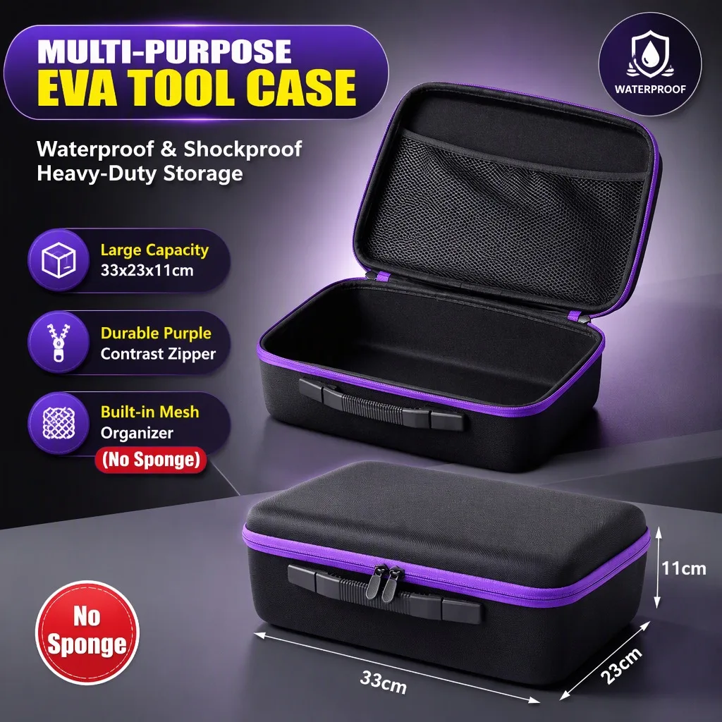 Eva Tools Bag Waterproof Zipper Storage Bags For Electrician Hardware Tool Carry Case Drill Tools Kit Shockproof Organizer Box