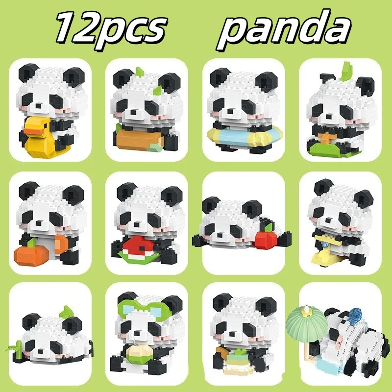 

12pcs Cartoon panda children puzzle building blocks toy small gift birthday Valentine gift toy jigsaw puzzle