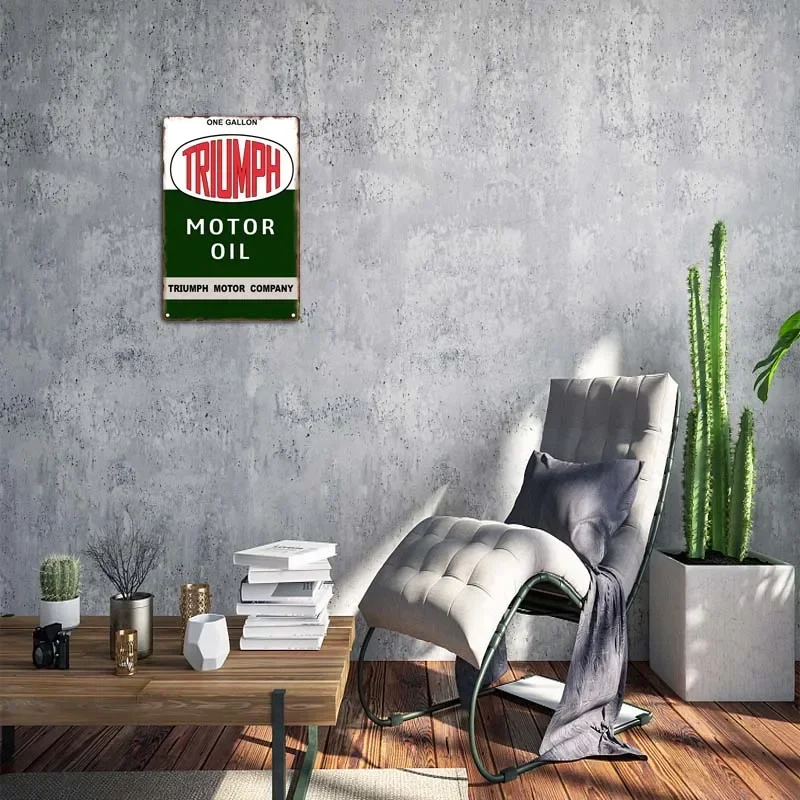 Triumph Motor Oil Sign Retro Metal Tin Signs Wall Decoration Art Mural Poster Room Decor Decoration for Home Garden Decorations