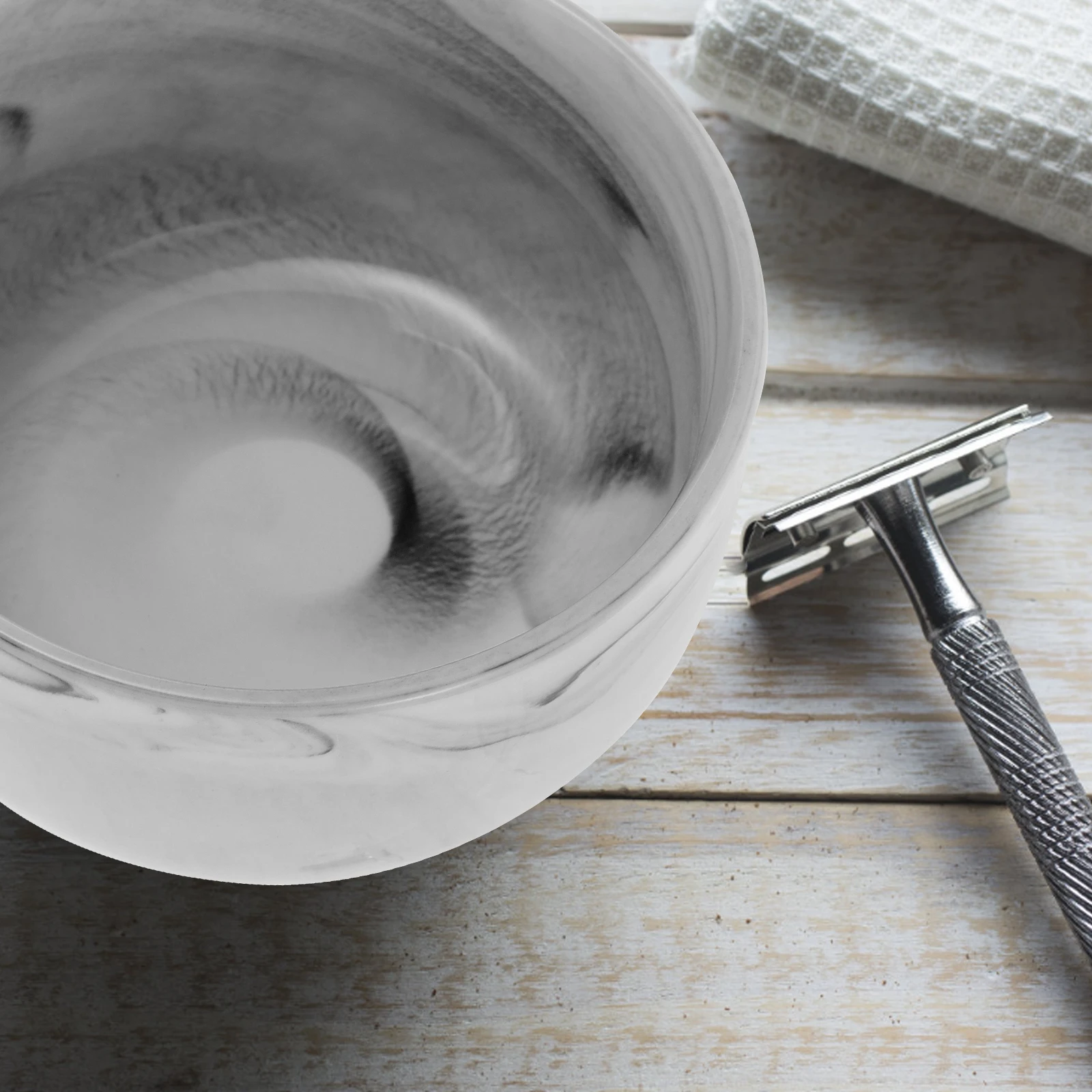

Porcelain Shaving Bowl Marble Finish Multiuse Deep Large Capacity Male Foaming Practical Safe Longtime Use Smooth Edges