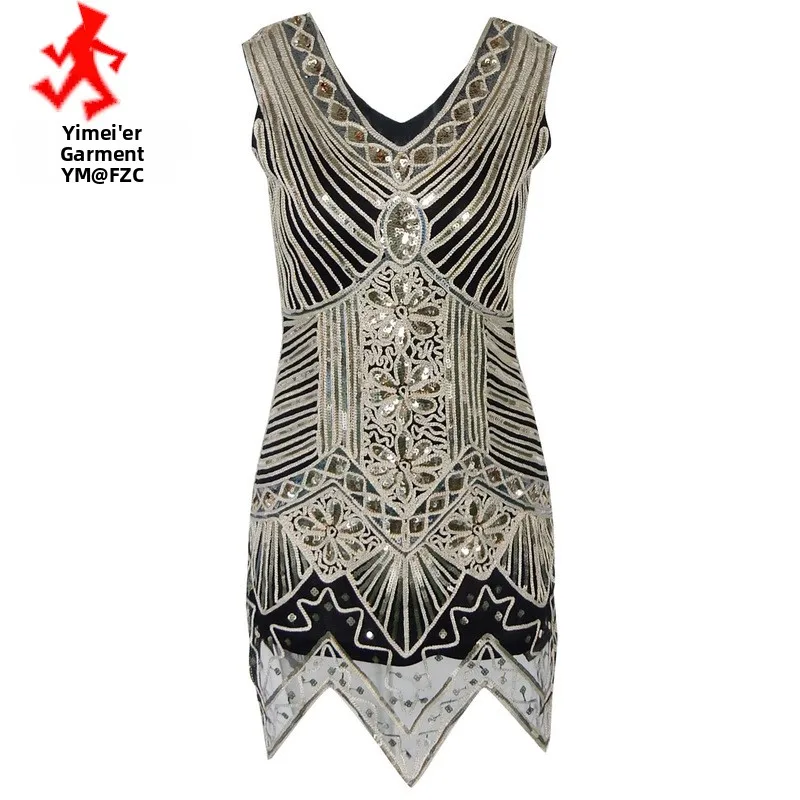 

4XL Large Size Handmade Beaded Dr 920S Vintage Beaded Dr ort Skirt No Brand Registered Trademark Spring 2025