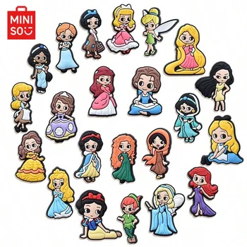 MINISO 22 ชิ้นเจ้าหญิงราพันเซลรองเท้า Charms ชุดสําหรับ Clogs กระเป๋า Bubble สไลด์รองเท้าแตะ, PVC ตกแต่งรองเท้ากระเป๋าชายหาดอุปกรณ์เสริม