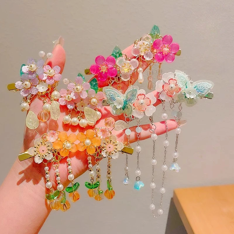 

2pcs Cute Women Boutique Hair Accessories Resin Chinese Sweet Hair Clips Suitable for Girls Daily Wear Elegant Hairpin Jewelry