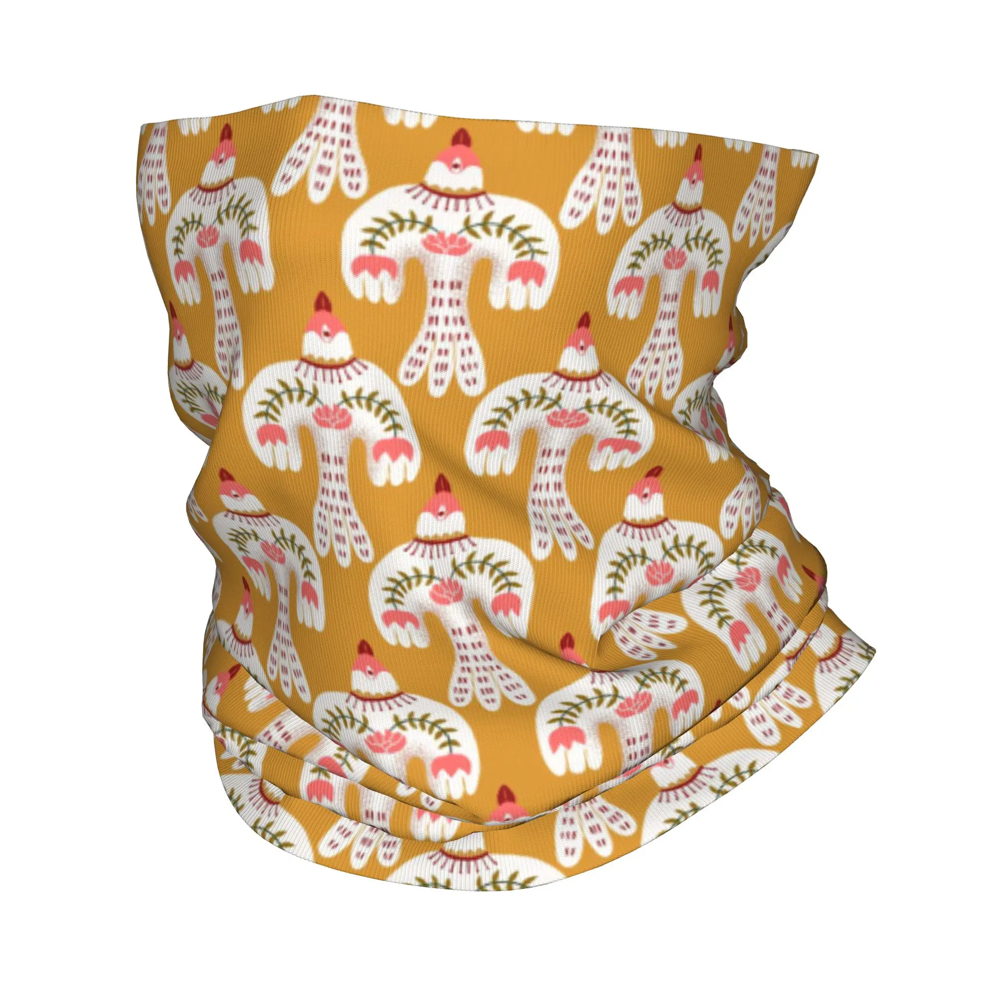 Folk Art Design of Flying Holiday Birds Bandana Neck Cover Printed Wrap Mask Scarf Multi-use Balaclava Cycling For Men Women