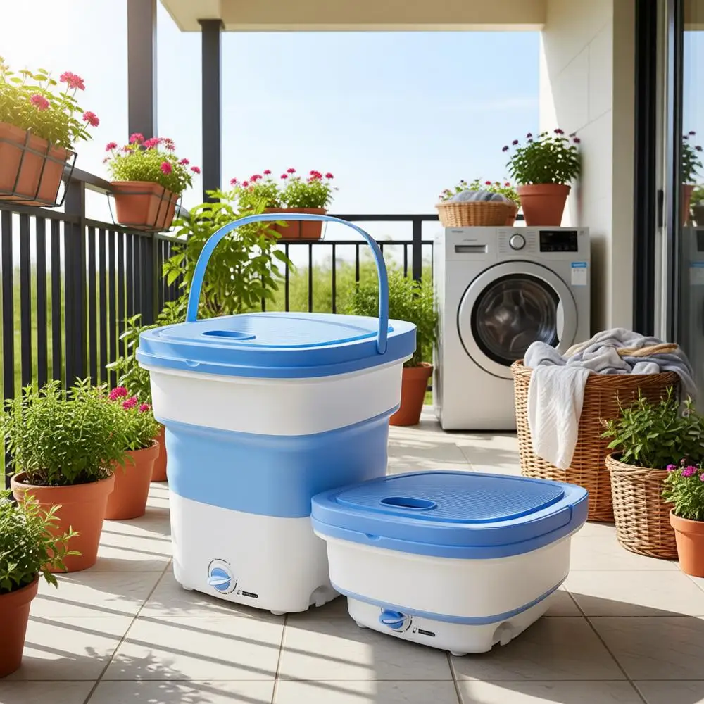 

Портативная мини-стиральная машина, легкое складное ведро — идеально подходит для кемпинга, путешествий, общежития.