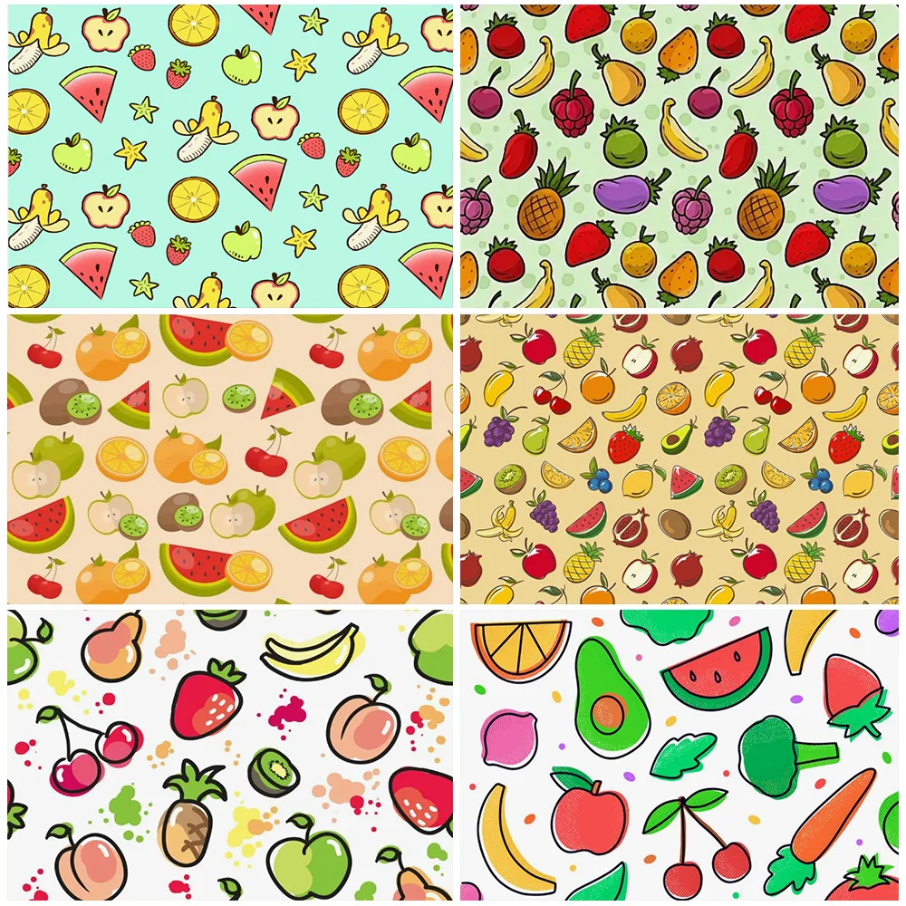 

Delicious Fruits Theme Birthday Party Decoration Background Multicolored Colorful Backdrop Portrait Photozone Studio Prop Banner