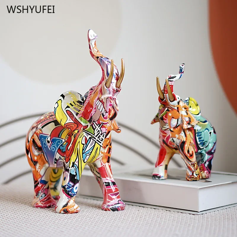 

1PC Resin Mother Elephant Ornament living room office bedroom Home furnishing Housewarming gift Elephant design Sculpture Crafts