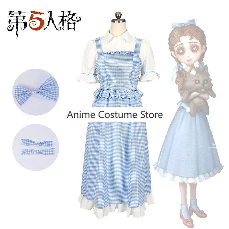 Disfraz de Anime para niña pequeña, traje de Cosplay con Peluca de vestido de celosía azul encantadora, traje Kawaii para Halloween