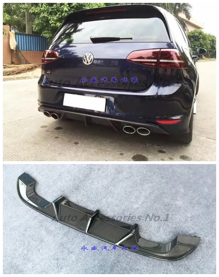 

Fits For Volkswagen GOLF 7 MK7 LINE 2014-2018 Carbon Fiber Car Rear Trunk Lip Bumper Diffuser Splitters Protector Cover