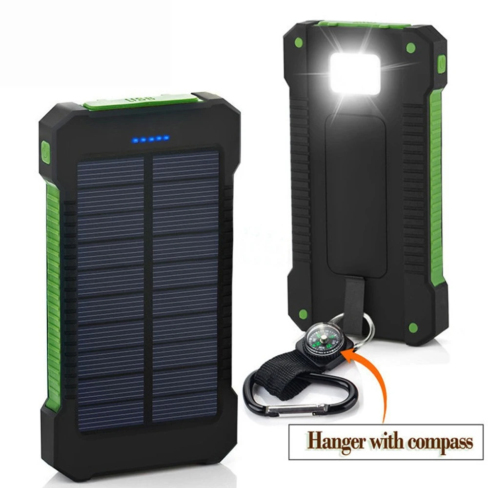 20000mAh Solar Charger Power Bank Portable Dual USB Energy Camping Flashlight Case DIY Box Case Micro Output Nesting Actual 4000