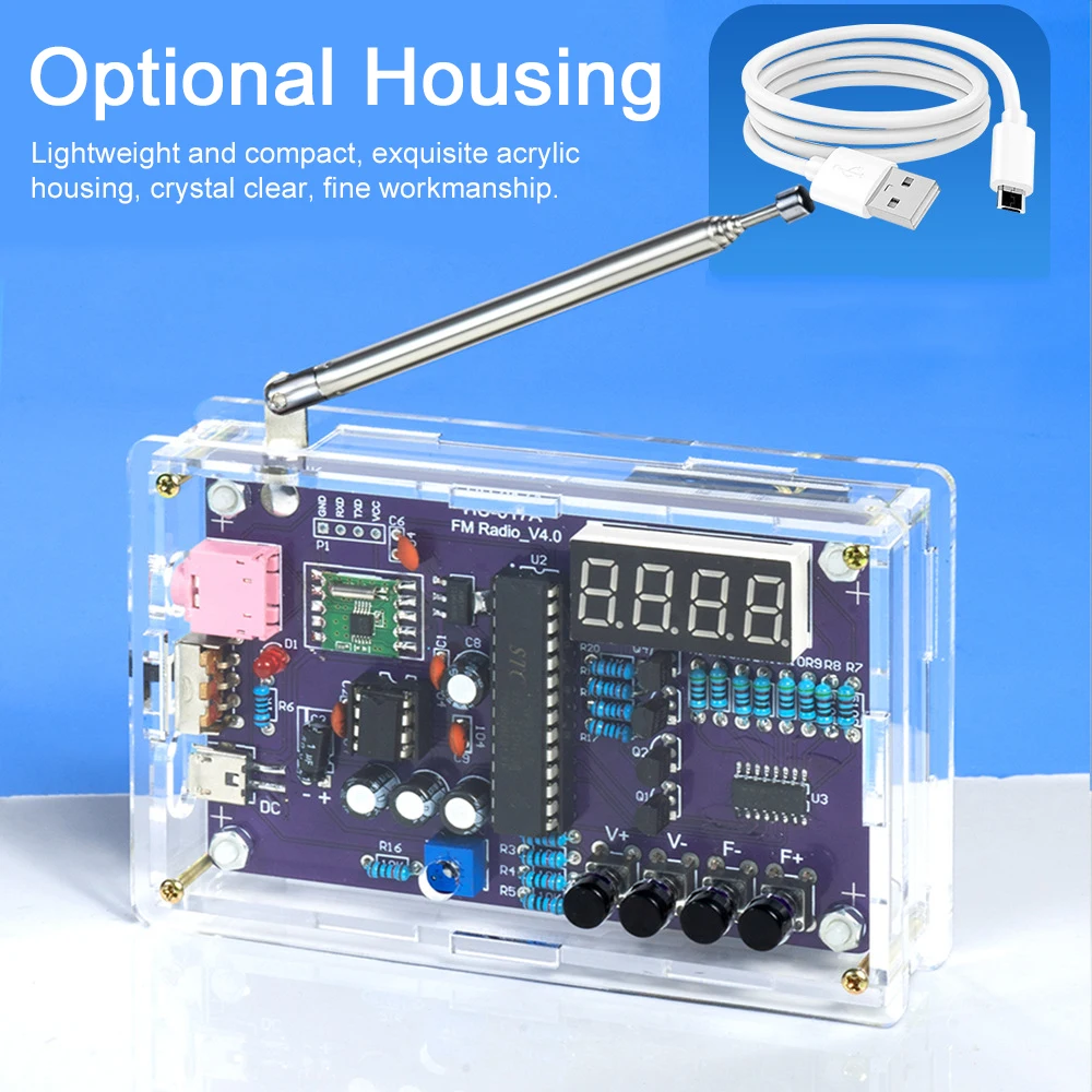 Radio Assembly Kit Frequency Modulation Circuit Board Microcontroller DIY Electronic Production Soldering Practice Bulk Parts