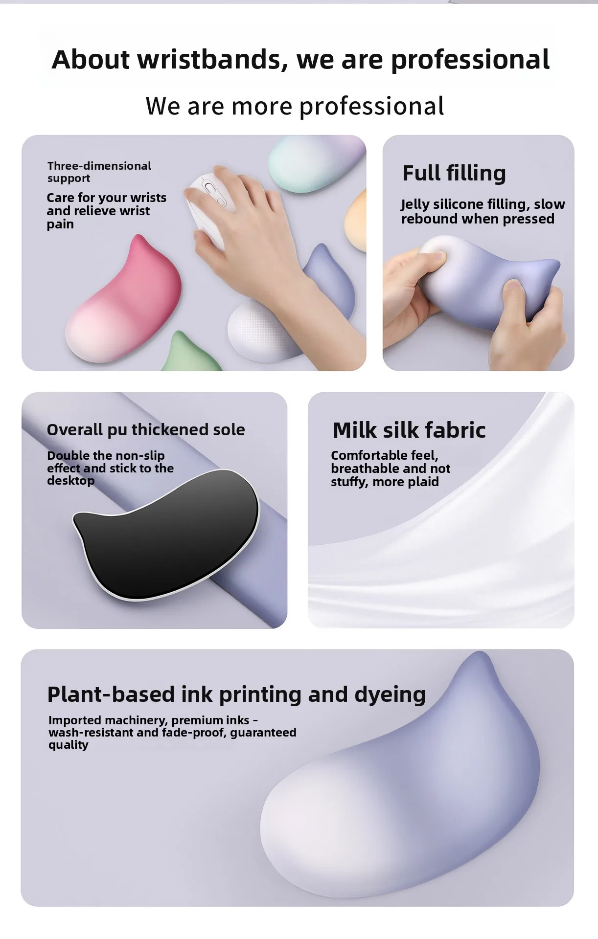 Wassertropfen-Silikon-Handballenauflage Tastaturunterlage Ergonomische Schreibtischunterlage für Büro und Gaming 7 Farboptionen Einzelset – Detail 4