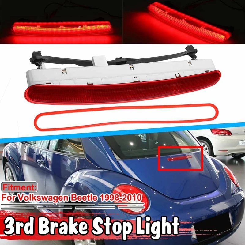 NEW-Car LED Rear 3RD Third Brake Stop Light High Mount Strip Tailgate Bar+Gasket For Beetle 1998-2010 1C0945097E