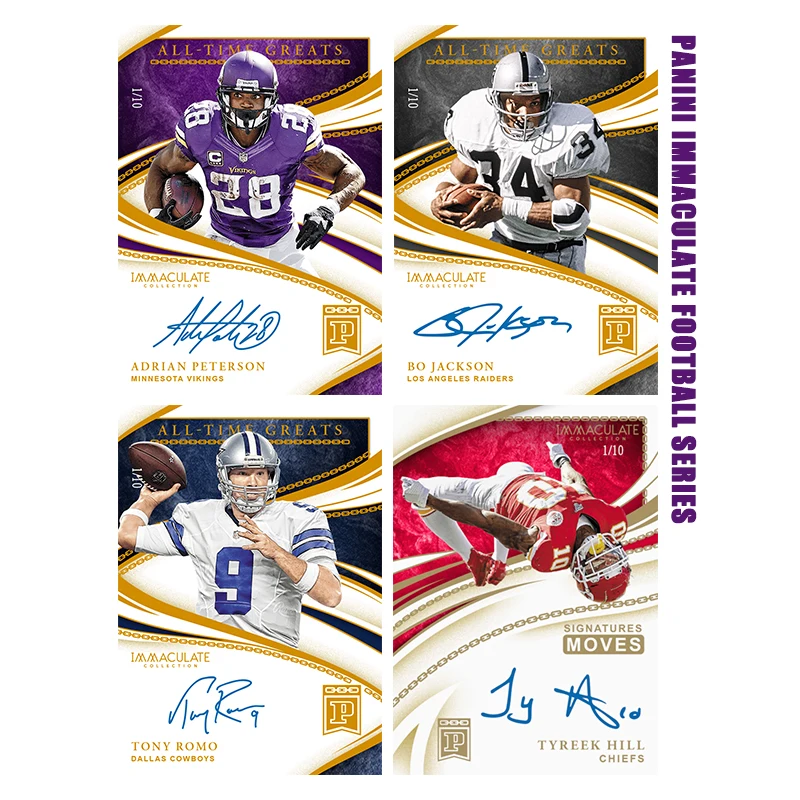 Tyreek Hill Tony Romo Bo Jackson NFL PANINI Immaculate Football Series DIY Coleção de Cartões Artesanais Brinquedos Presente