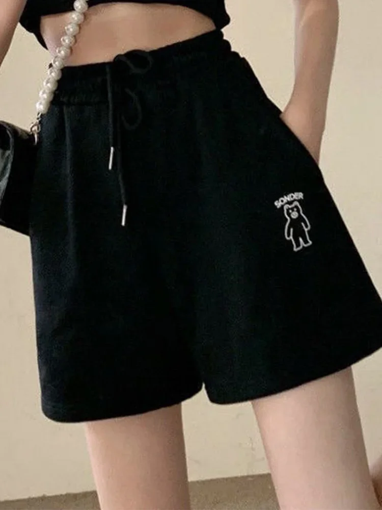 Loose-Fitting High-Waisted Shorts For Women Clothing Streetwear Drawstring Sexy Girl Casual Shorts Fashion Patchwork Ropa Mujer