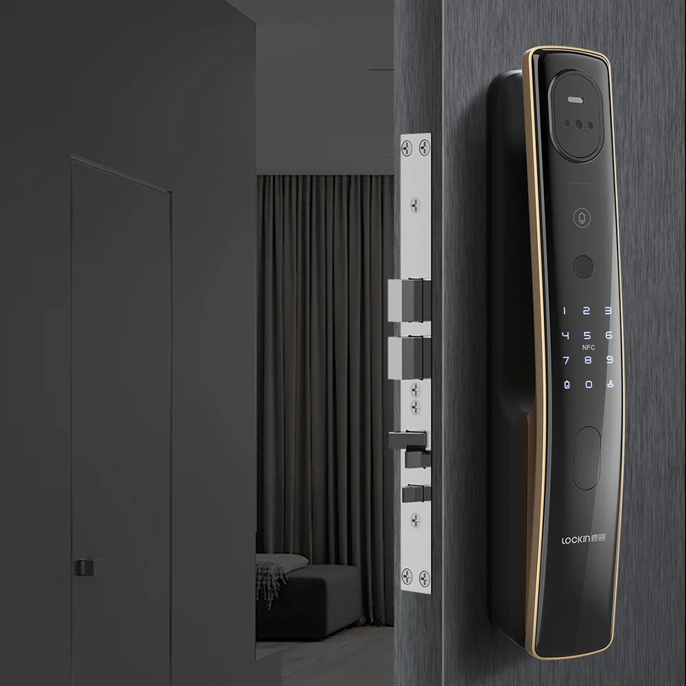 Lockin Smart Door Lock Security Camera Monitor Intelligent Fingerprint Password Biometric Electronic Key Unlock