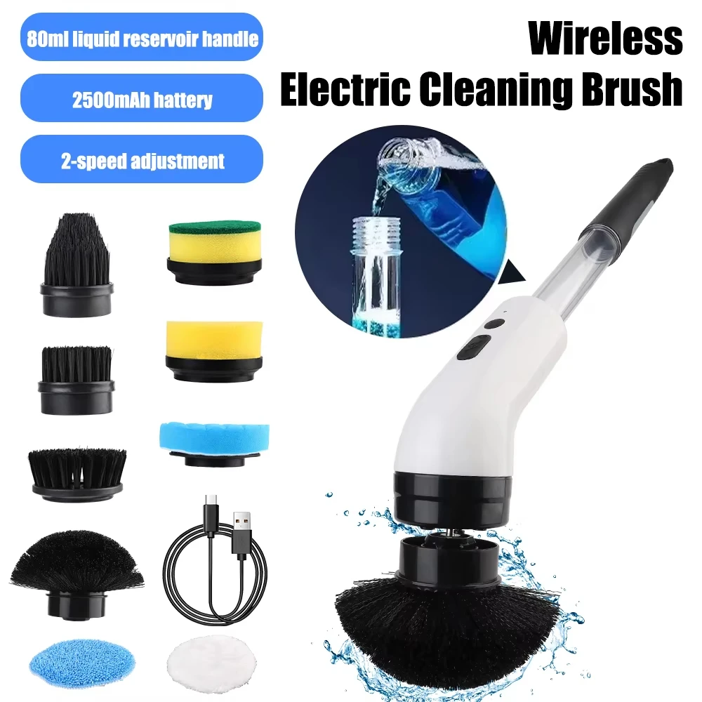 

9-in-1 Electric Cleaning Brush Cordless Auto Rotating Cleaning Machine Rechargeable for Bathroom Kitchen Tile Grout Scrubbing