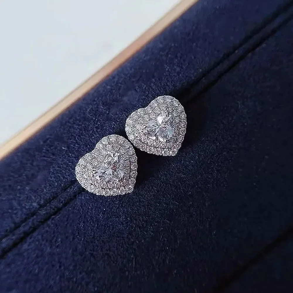 Boucle D’oreille Femmes Classic Heart Stud Earrings Crystal Cubic Eternity Timeless Women Earrings Fancy Girl Gift Jewelry