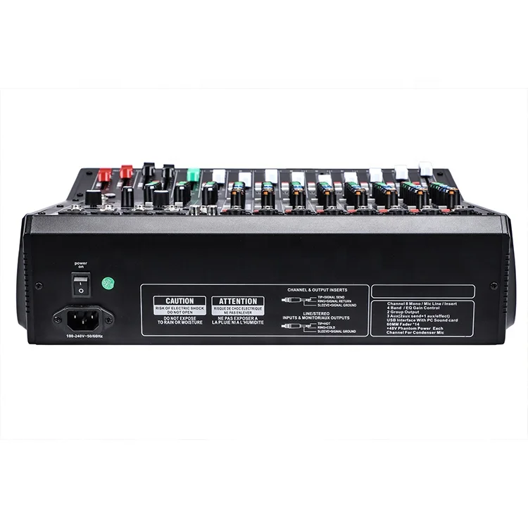 8/12CH بلوتوث جهاز مزج الصوت وحدة تحكم MP3 احترافية 99DSP/3 AUX/2 مجموعات/4 نطاقات EQ/48 فولت لكل قناة/قطع منخفض