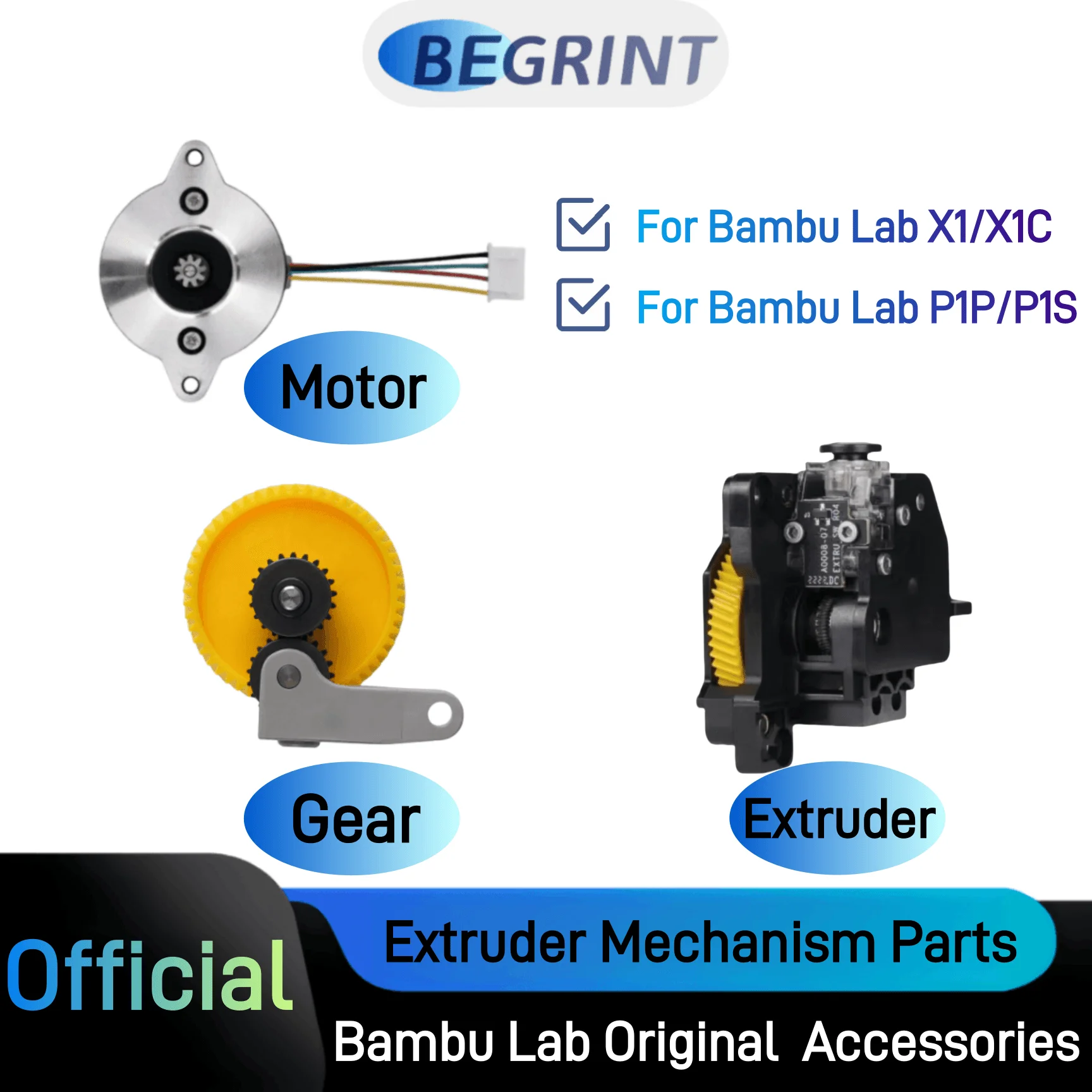 

Original Bambu Lab X1 P1 Series 3D Printer Extruder & Extruder Gear & Extruder Motor Component Finished Product