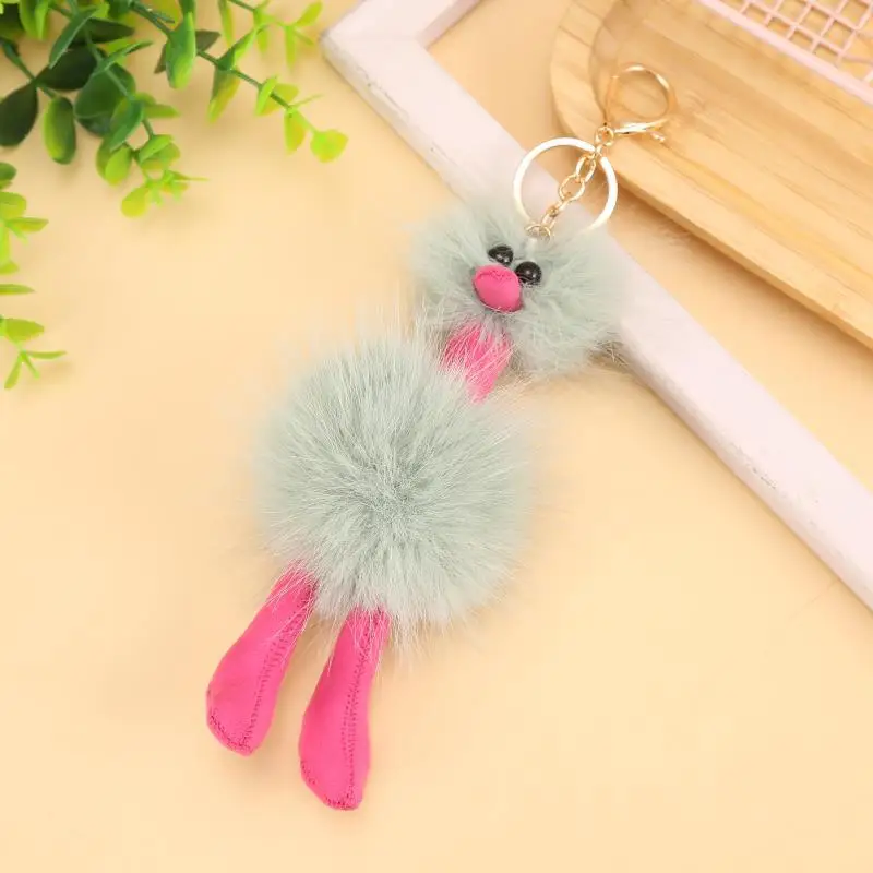 Pendentif en Fausse Fourrure d'Autruche pour Porte-Clés, Poupées en Peluche, Breloque de Sac à Clé, Cadeau pour Enfants, Nouveau Dessin Animé Mignon, 20cm