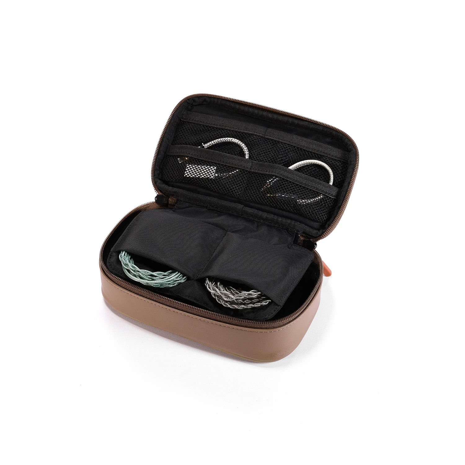 DD ddHiFi CZ180 Tragbarer HiFi-Aufbewahrungskoffer mit Verbundleder und individuellem YKK-Doppelschieber-Reißverschluss (Kaffeebohnenfarbe) – Detail 11