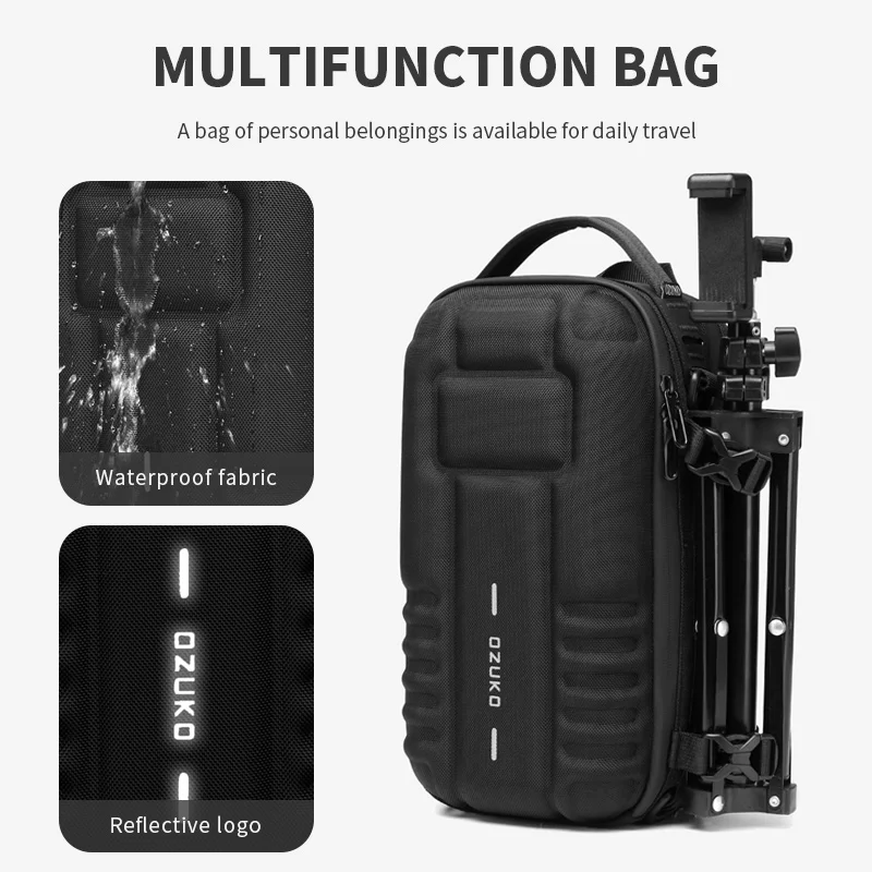 OZUKO Chest Bag Hard Shell  Men Sports Shoulder Bag Multifunctional Large Capacity Waterproof High Quality Outdoor Tactical Bag