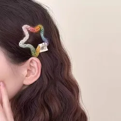 New Rainbow Star Heart Knitting Hair Clip For Women Girls Sweet Hair Ornament Side Hairpin Barrettes Fashion Hair Accessories