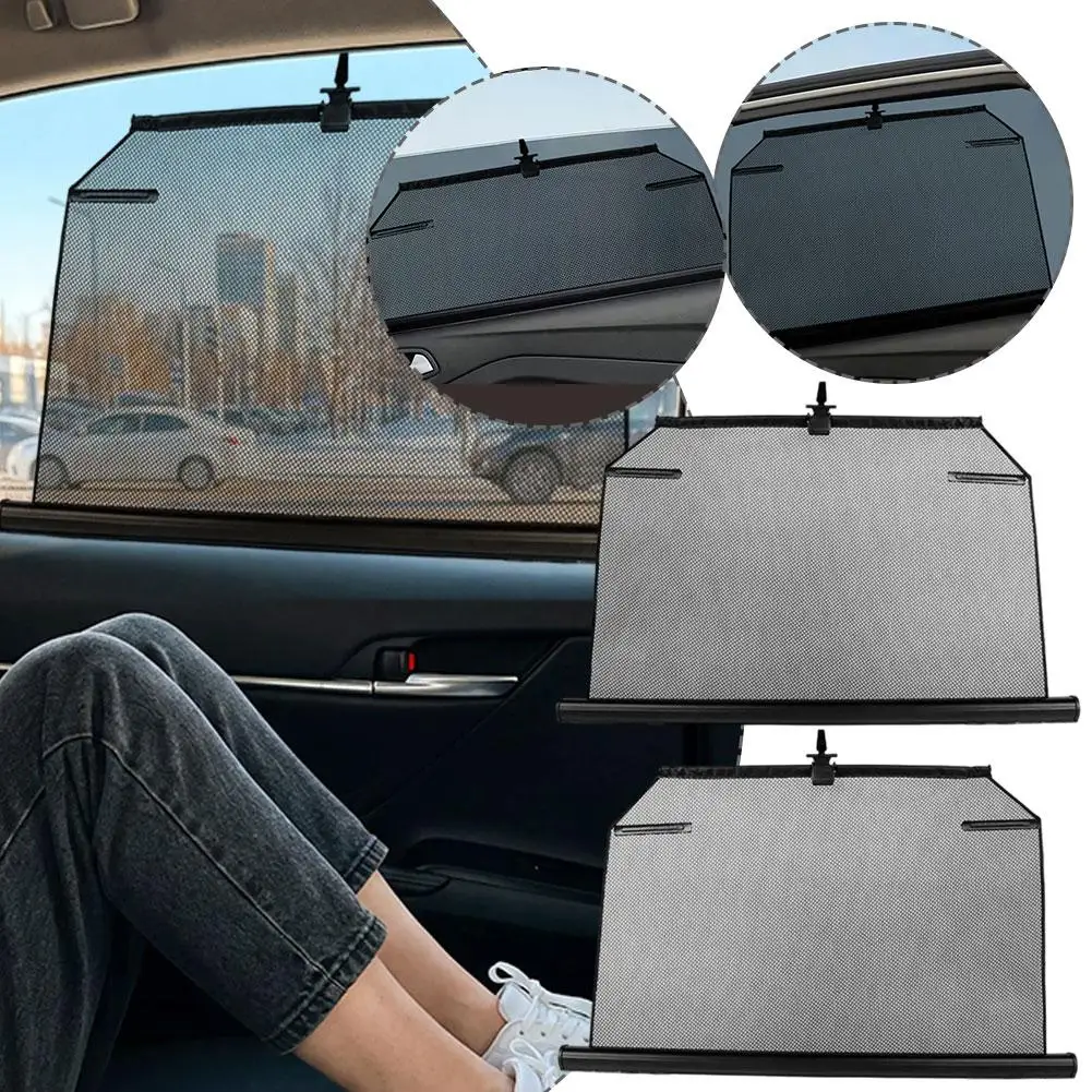 Telescopic Car Side Window Sun Shade, One-Hand Operation Auto Retractable Sun Curtain, Glare Reduction for Passenger Seats