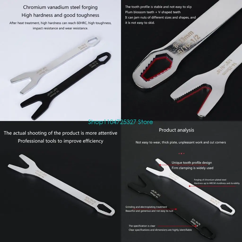 D8KF Torx Wrench Self-tightening Open End Adjustable Ratchet Wrench Board Double-head
