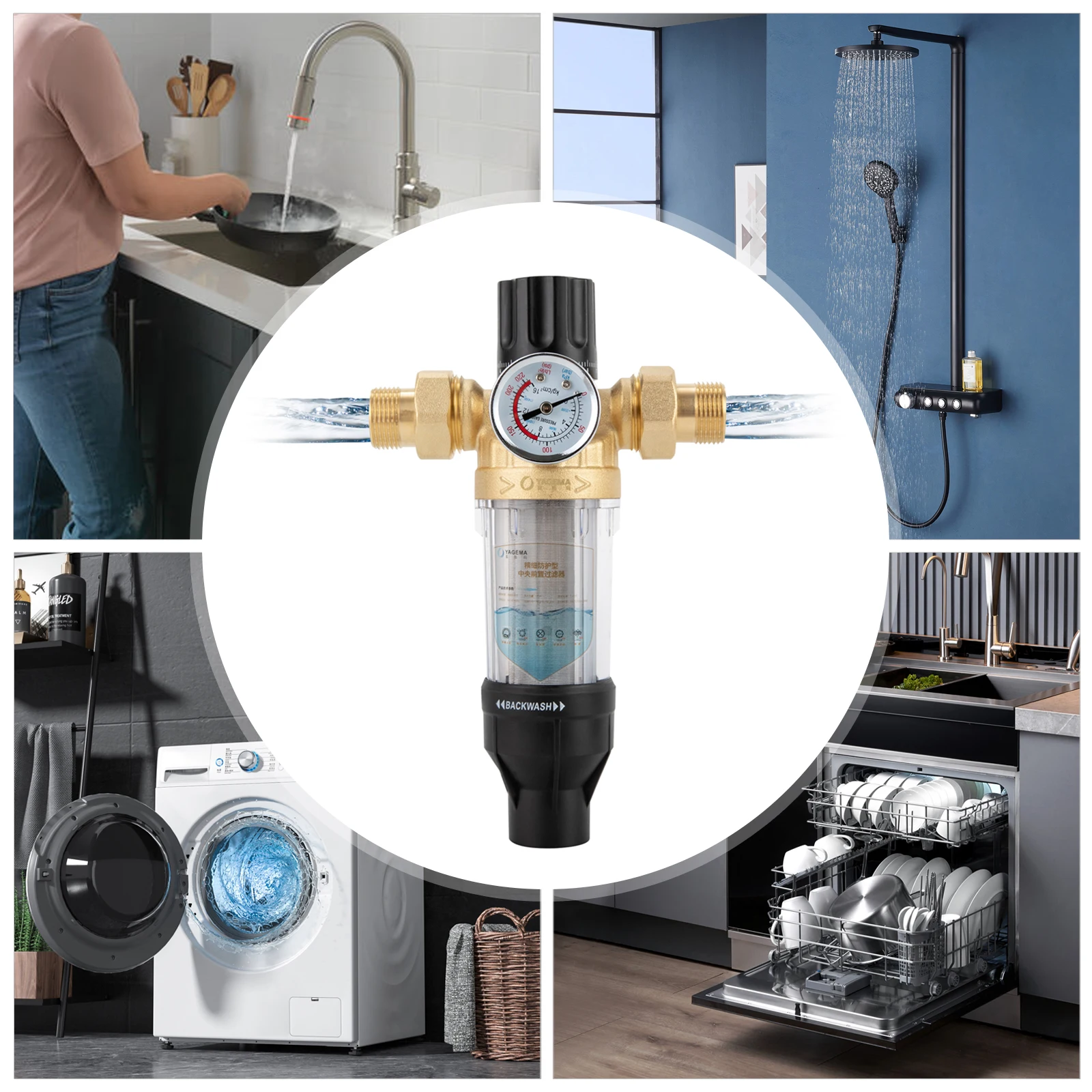 Rohrmontierter Spin-Down-Sedimentfilter, anwendbare Temperatur -30–100 ℃ /-22-212 ℉ Geeignet für Häuser, Restaurants, Hotels, Schulen – Detail 3
