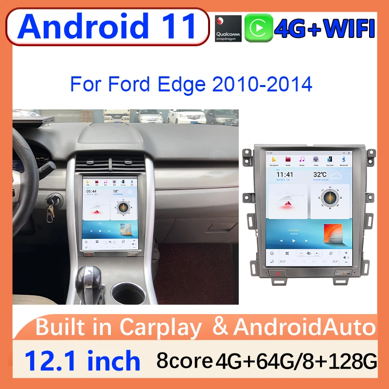 

128G 12.1" Qualcomm 665 Android 11 Multimedia Video Player GPS Navigation Wireless Carplay For Ford EDGE 2008-2014 Head Unit DSP