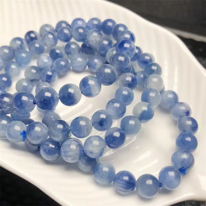 8MM Natural Jade Kyanite Bracelet Handmade Fortune Energy Bangle Mineral Woman Amulet Jewelry Gift 1PCS