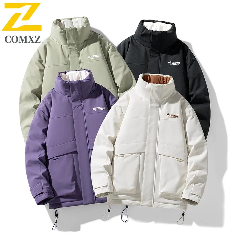 COMXZ Men Down Jacket 2025 Comfort Outdoor Travel Windproof Warm Parka Lightweight Stand Collar Cold Resistant Winter Coat