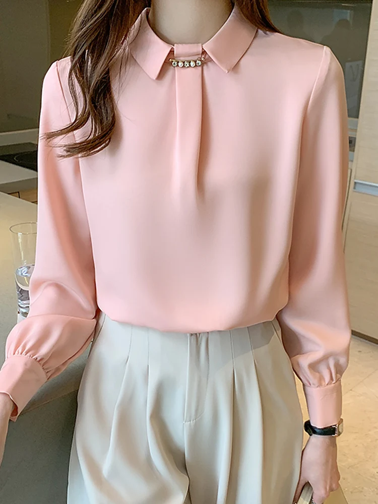 

Autumn Long Sleeve Dot Chiffon Blouse Shirt Tops Blouse Women Blusas Mujer De Moda 2021 Bow V-Neck Tops Women Blouses Blusa D598