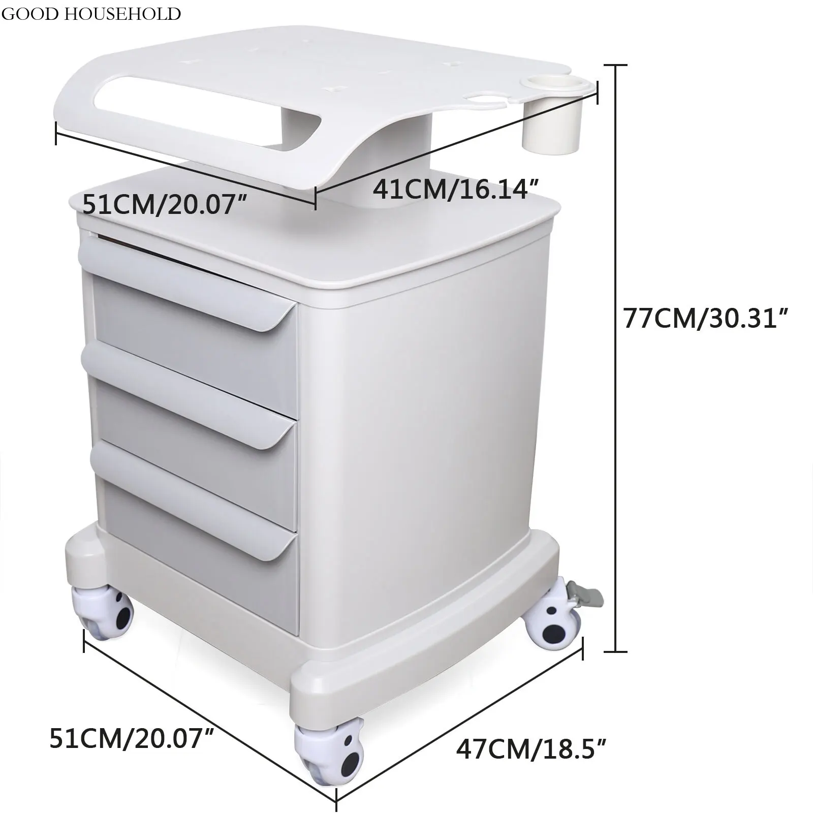 3 layer Multifunction Salon SPA Trolley Stand Cart Assembled For Beauty Machines