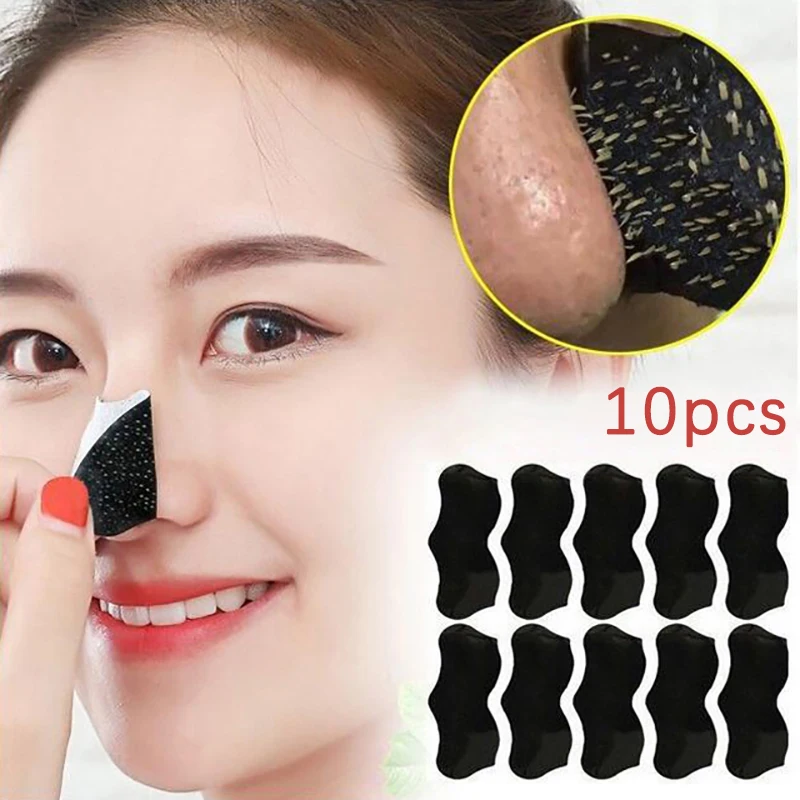 10 pz Unisex comedone rimuovere maschera Peel strisce nasali pulizia profonda restringimento pori naso testa nera rimuovere adesivi maschera per la cura della pelle